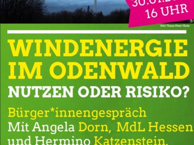 Plakat mit der Einladung zur Veranstaltung Windenergie im Odenwald