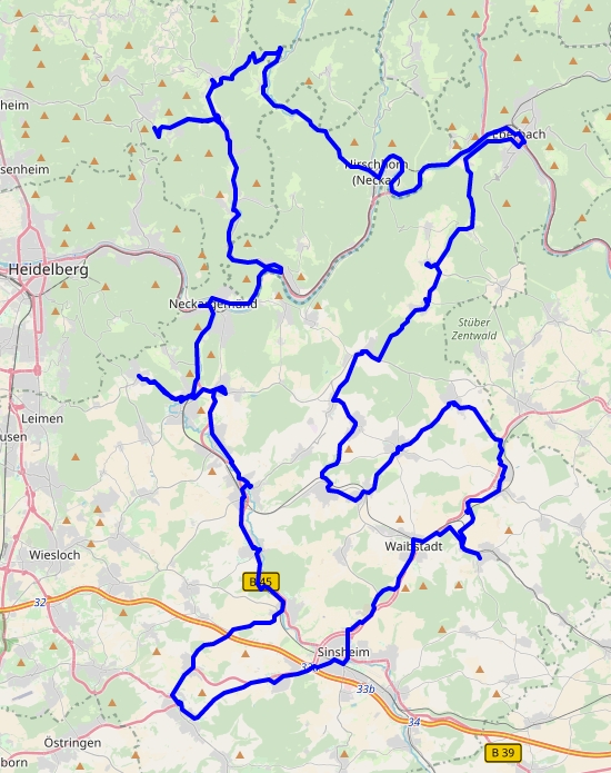 Karte mit der Gesamtstrecke der Wahlkreistour